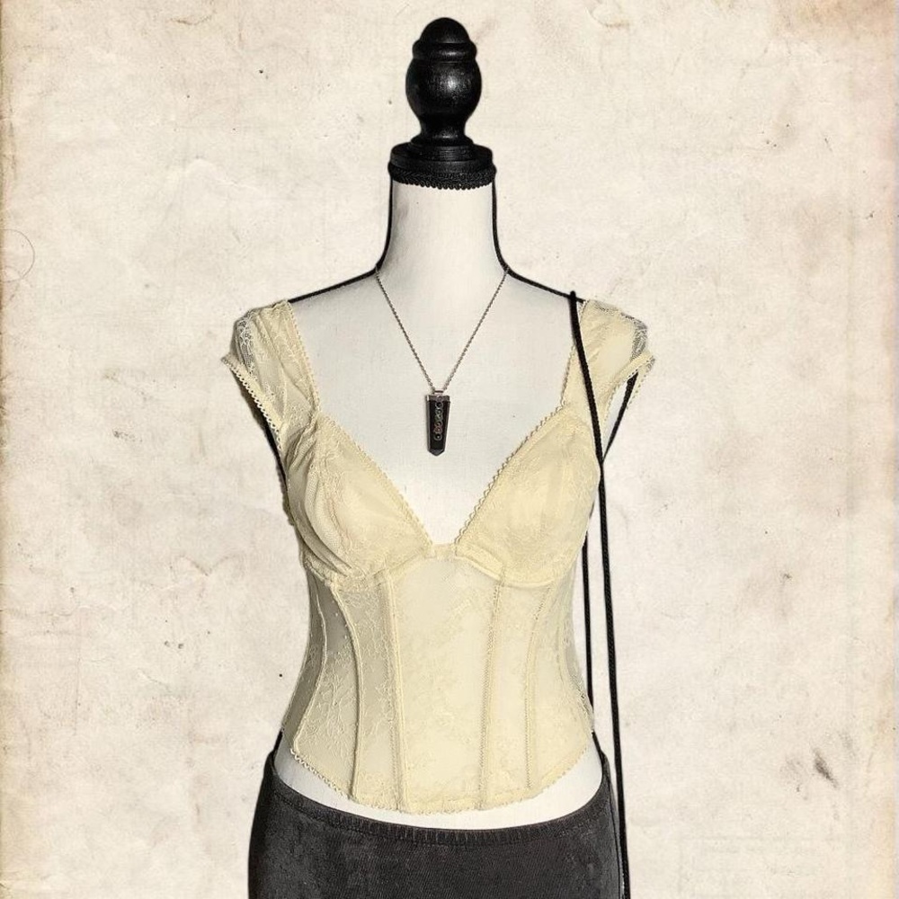 Urban Outfitters Cream Lace Corset Top